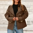 thumbnail image 3 of jtjvou Womens Short Trench Coat Oversized Double Breasted Stand Collar Cropped Jacket Fall Casual Work Outerwear Brown XXL, 3 of 8