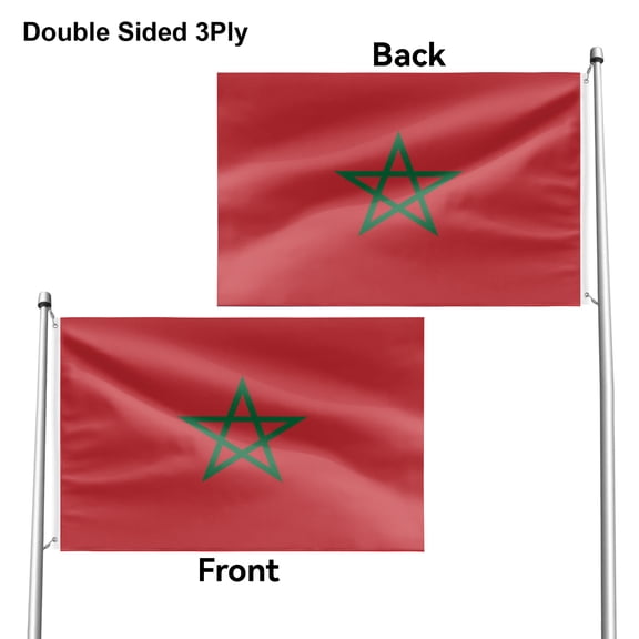 Livetty Double Sided 3 layers Flags 2x3 Ft Morocco Flags Banner for Yard Decoration Garden Display For World Soccer Play
