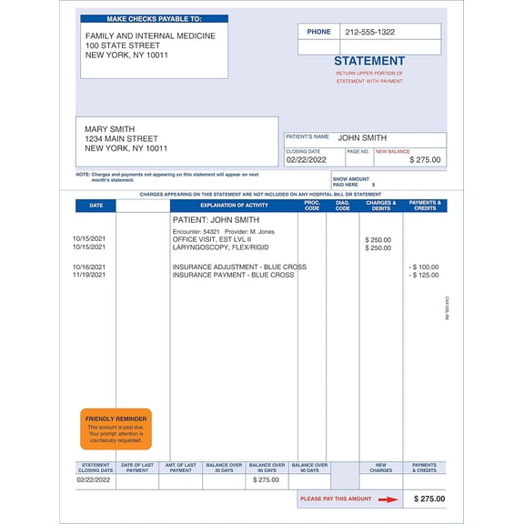 Friendly Reminder Past Due Label for Patient Billing, Fluorescent Orange 1-1/2” x 7/8”, Permanent Adhesive, 250 Stickers/Box,