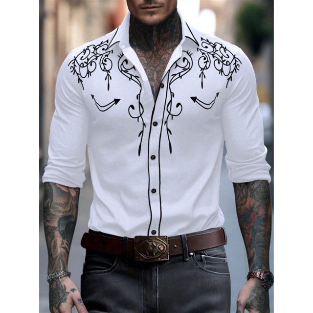 Camisas casuales para hombre, para exteriores, con gráficos en HD, suaves y cómodas, con solapa, manga larga, abotonadas, tallas grandes 2024