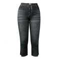 thumbnail image 7 of Fnooota Capris Pants for Women, Summer Stretchy Slim Fit Casual No Pockets Faux Denim Capris Black Size L, 7 of 7
