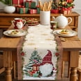 thumbnail image 4 of Christmas Cotton Linen Table Runner Xmas Dwarfs Pine Tree Snowflakes Yellow Wood Grain Dining Table Runners for Home Decor Party Dining Room Restaurant Kitchen Party 13" x 108", 4 of 9