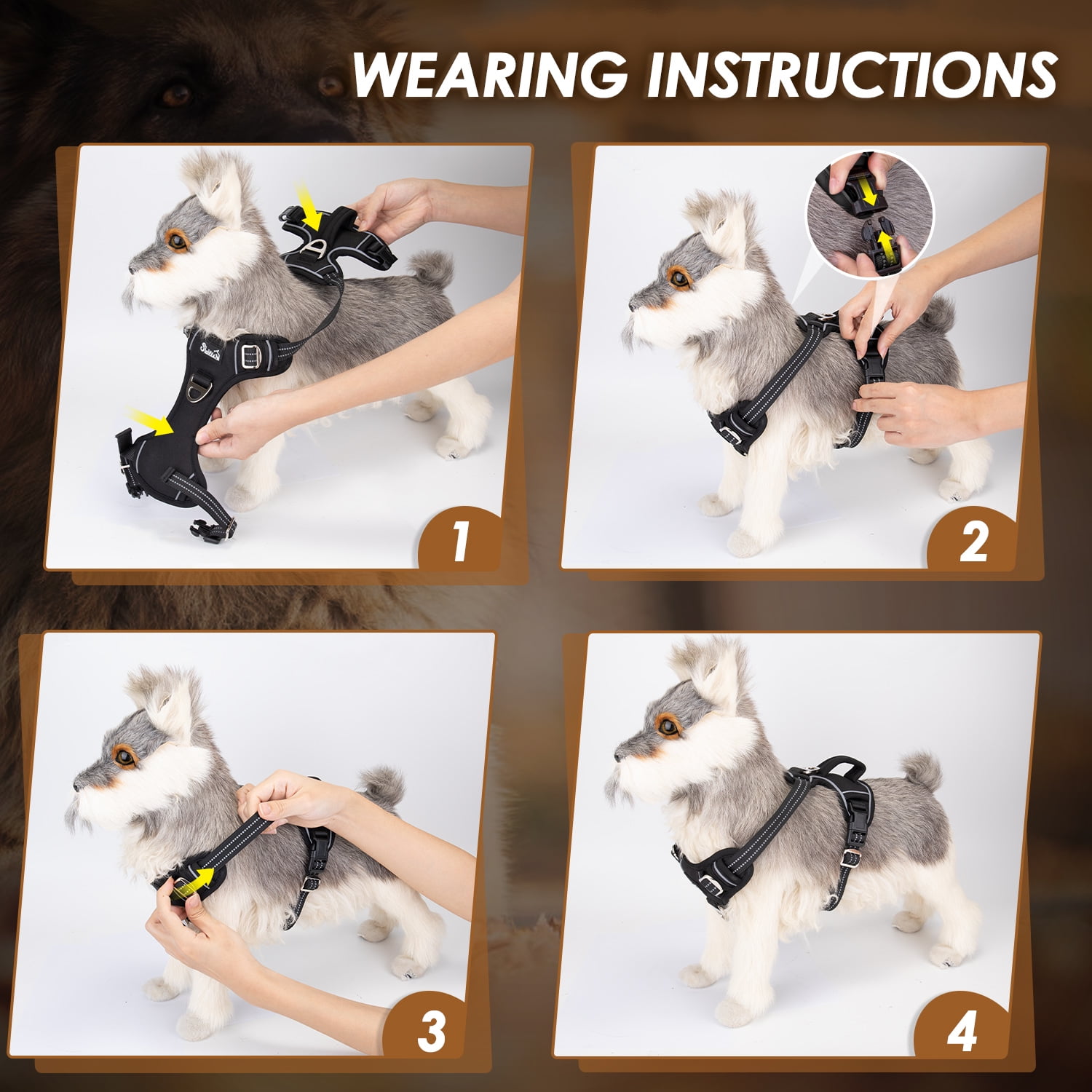 AUTOWT No Pull Dog Harness - Heavy Duty, No Choke Design with 2 Leash Clips & Adjustable Padded Vest
