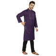 thumbnail image 2 of Atasi Indian Solid Kurta Pajama Set For MensMandarin Collar Casual Long-Wear Kurta, 2 of 7