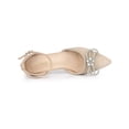thumbnail image 4 of BLISSFUL STEP Women's Rhinestones Bow Ankle Strap Stiletto Heel Pumps Beige (Size 8.5), 4 of 7