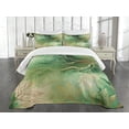 thumbnail image 3 of Ambesonne Green Quilted Bedspread Set 3 Pcs, Dreamy Outline Branch Leaves, King Size, Seafoam Peach Salmon, 3 of 4