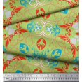 thumbnail image 3 of Soimoi Green Rayon Fabric Moroccan Damask Print Fabric by Yard 56 Inch Wide, 3 of 3