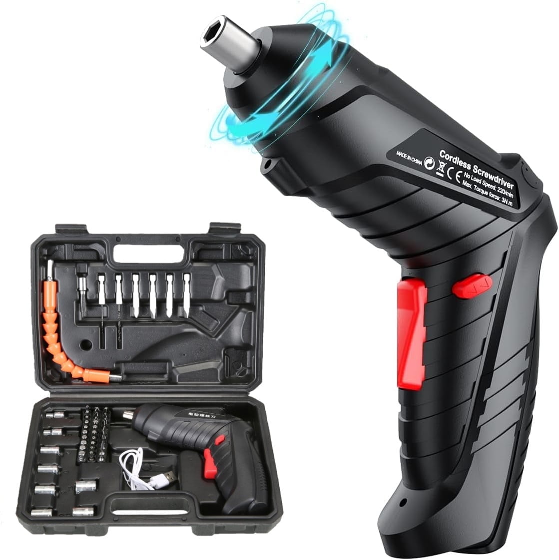 BN-LINK 45pc Cordless Electric Screwdriver, USB Rechargeable photo 1