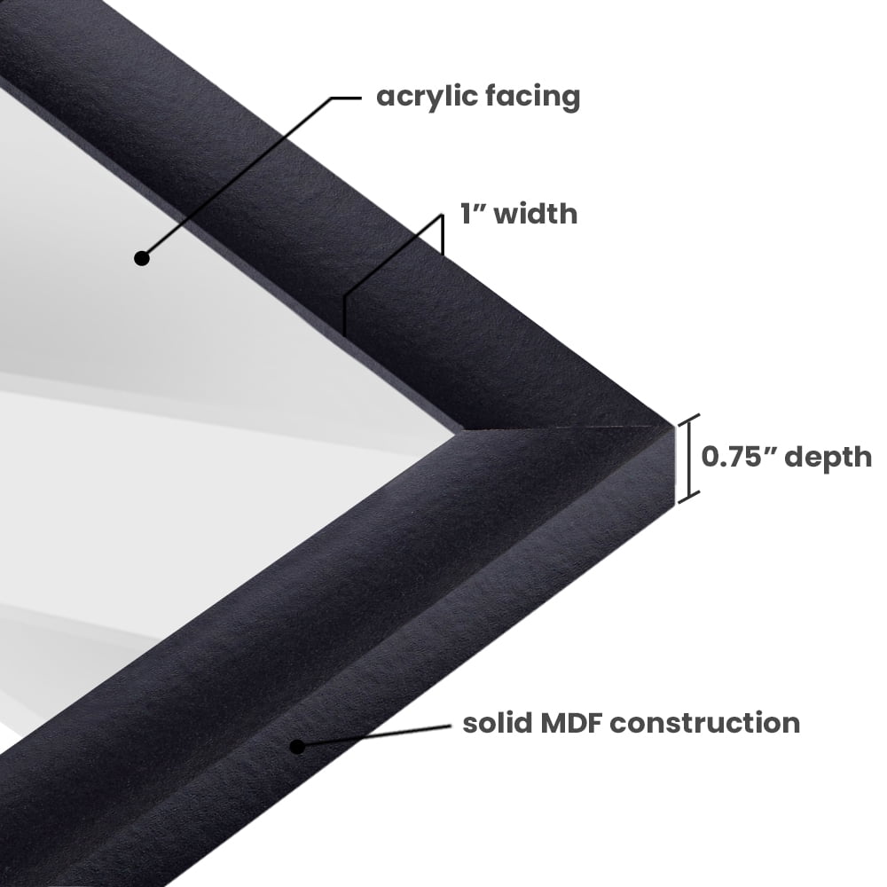 Craig Frames 22x30 Picture Frame - Black Style 1"WB3 1 Inch MDF Moulding - Wall Display Frame for Art, Posters, or Photos