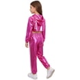 thumbnail image 2 of TSSOE Girls Hip Hop Team Performance 3 Piece Outfits Skateboarding Clothes Modern Jazz Dance Clothing Set Hot Pink 12, 2 of 7