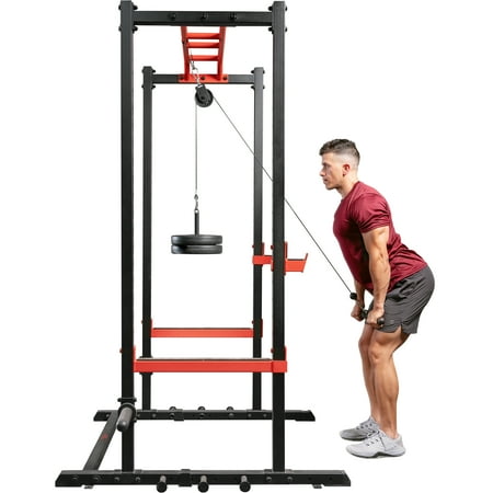 Sunny Health & Fitness Lat Pull Down Attachment for Power Rack Cages - Exercise Equipment for Home, Gym Set, SF-XFA006