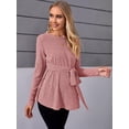 thumbnail image 3 of DOPI Women's Maternity Shirts Casual Long Sleeve Tie Front Ribbed Knit Pregnancy Tee Top, 3 of 6