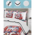 thumbnail image 3 of Full Size Quilt Bedding Set, Independence Day Reversible Summer Quilt 3 Pieces, American Flag Gnomes Balloons Country Truck Lightweight Bedspreads Coverlets with 2 Pillow Shams for All Seasons, 3 of 5