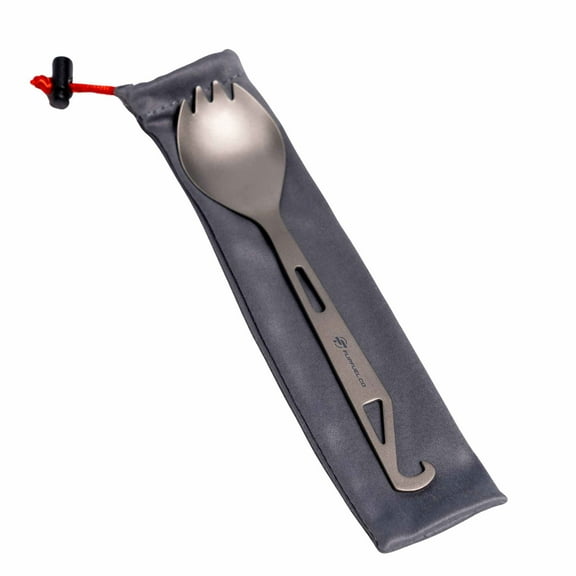 FlipFuel Titanium Spork - Matte Silver Lightweight Utensil - 1 Piece
