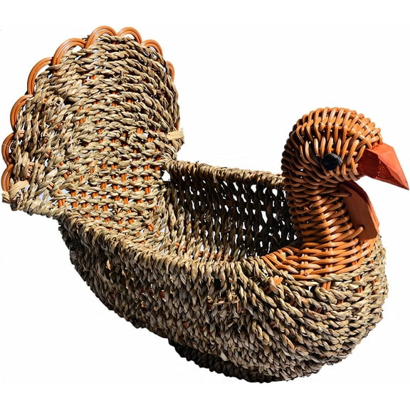 Turkey Fruit Basket:Rattan Weaving Fruit Bowl for Kitchen Counter,Fruit and Vegetable Basket,Turkey Basket for Restaurant, Kitchen, Table