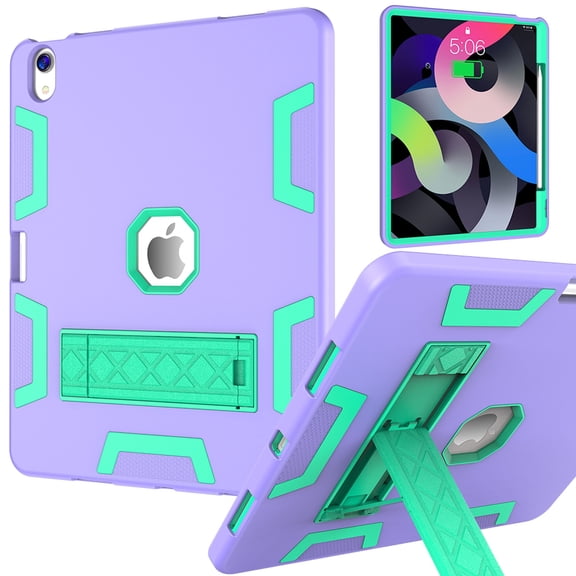 Allytechgroup Rugged Case for Apple iPad Air 13 Inch M3 M2 2025 2024, Heavy Duty Shockproof Back Cover with Kickstand & Pencil Holder Shock-Absorbent TPU PC Case for iPad Air 13, Purple