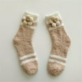 thumbnail image 2 of Tiqkatyck Ankle Socks Clearance, Women's Winter Thick Non Slip Sleeping Socks With Small Flowers Warm Mid Calf Floor Socks Coral Velvet Socks Crew Socks for Women No Show Socks Womens Beige One Size, 2 of 3