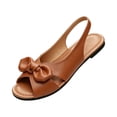 thumbnail image 2 of HTHLVMD Wide Width Shoes for Women, Summer Shoes, Cute Sandals for Women, Women's Bow Slingback Sandals, Open Toe Flat Casual Shoes, Sweet Style Comfort Summer Footwear, Brown 9, 2 of 7