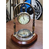 Nautical Elegance Antique Brass Desk Clock 