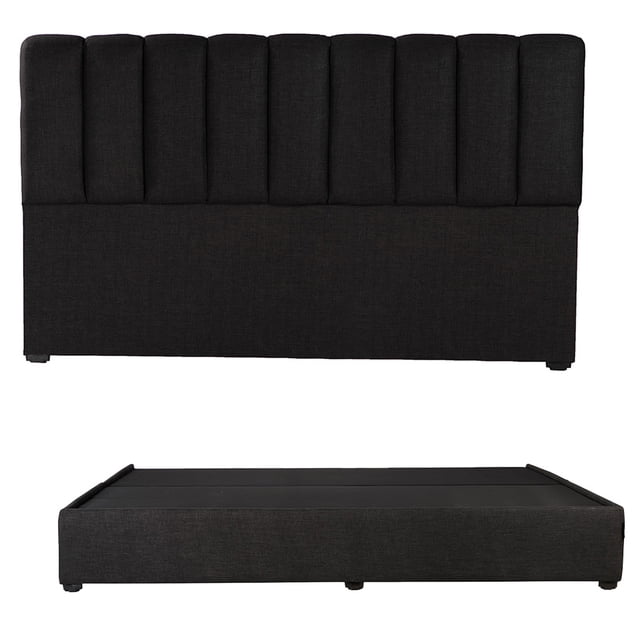 Recámara King Size Kami Negro con Cabecera + Box Base Cama