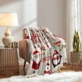 thumbnail image 3 of Pink Flamingo Throw Blanket, Christmas Blanket, Hibiscus Green Palm Leaf Tropical Xmas Gifts Holiday Blanket, White Blanket, Soft Flannel Blanket for Couch, Sofa, 30"x40"(Baby Size), 3 of 5
