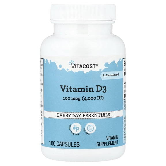 Vitacost Vitamin D3 as Cholecalciferol, 100 mcg (4,000 IU), 100 Capsules