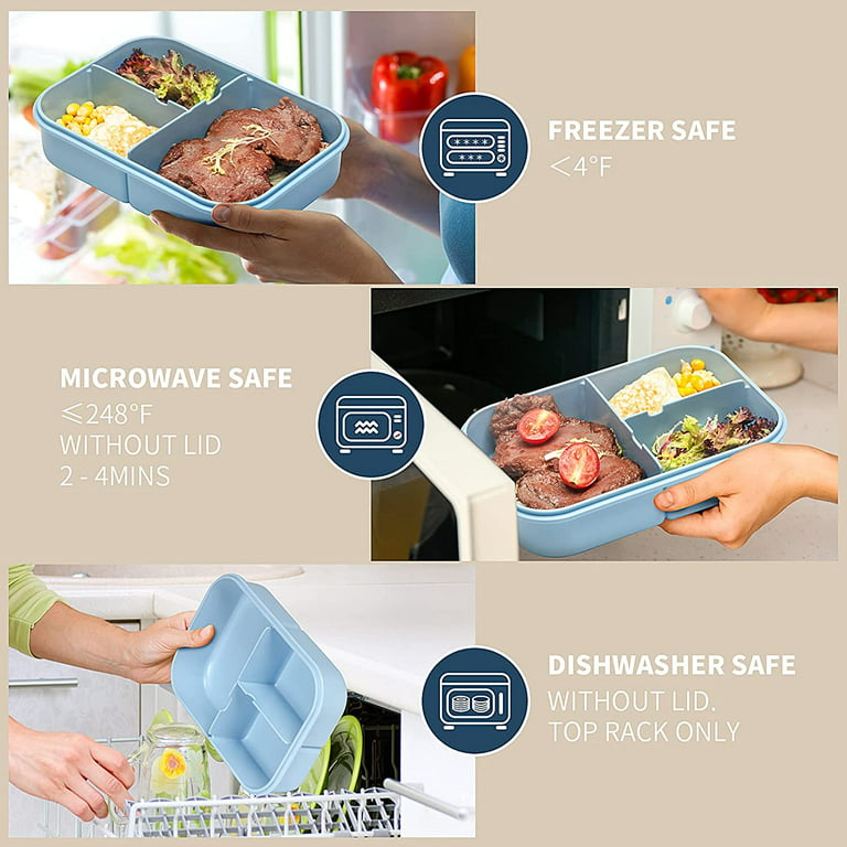  Lunch Box Kids,Bento Box Adult Lunch Box,Lunch Containers for  Adults/Kids/Toddler,1300ML-4 Compartment Bento Lunch Box,Microwave &  Dishwasher & Freezer Safe,BPA Fre (Blue): Home & Kitchen