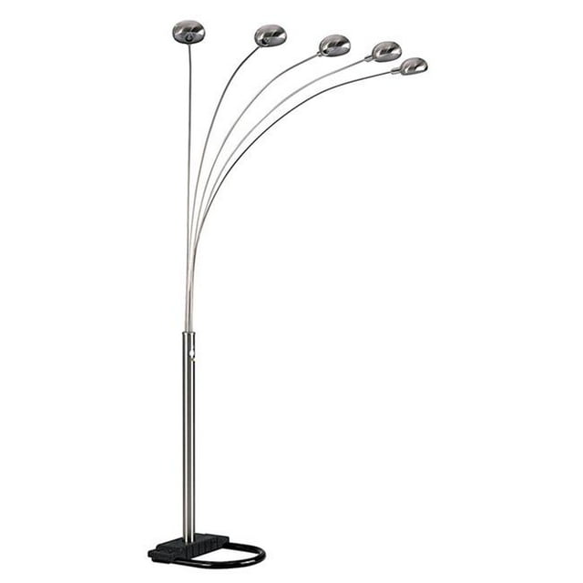 Lampe de Sol à Arc de 84 Po. 5 Bras - Nickel Satiné