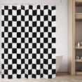 thumbnail image 4 of Aesthetic Checkerboard Grid Pattern Shower Curtain, White Black Modern Shower Curtain Sets Decoration 71x84 Inch with Hooks, 4 of 6