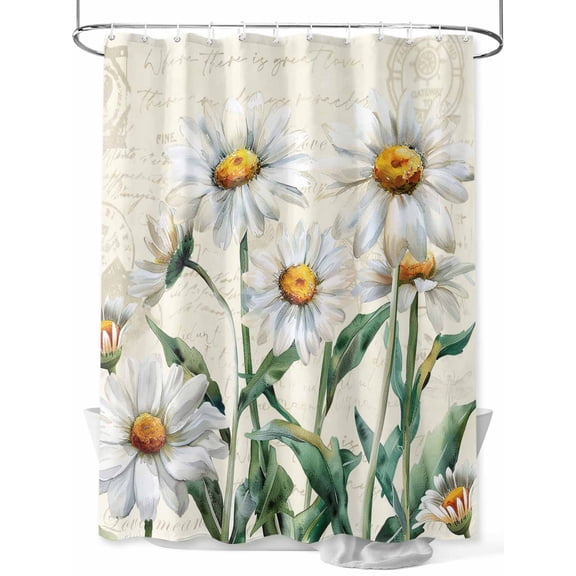 Shower Curtain Daisy Floral Shower Curtains for Bathroom, Waterproof Polyester Shower Curtain Set with Hooks, Extra Long 72" x 84" Farmhouse Vintage Flower
