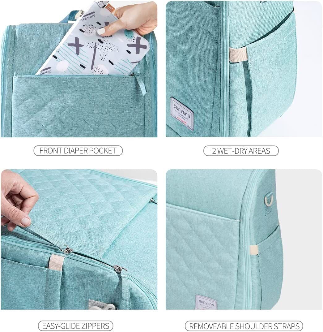 Sac à Langer Étanche Sunveno - 2 En 1 Fourre-Tout/Bandoulière - Gris - Pour Couches Et Essentials