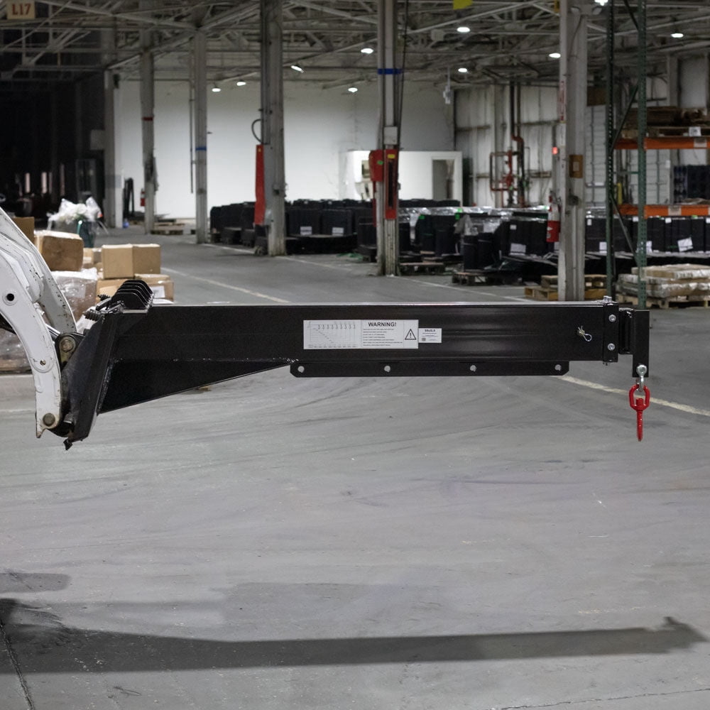Titan Attachments Adjustable Skid Steer Industrial Crane Jib Attachment with 3 Ton Hook, Manual Telescopes 72" - 120", 5000 LB Lift Capacity at 6 FT, Single 3 Ton Swivel Eye Hook