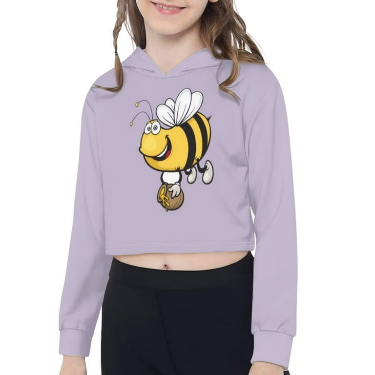 NETILGEN Little Bee Pattern Long Sleeve Crop Hoodies Y2K Tracksuit