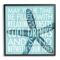Stupell Industries Sunsets Cool Drinks Sand Beach Phrase Blue Starfish, 12 x 12, Design by Stephanie Workman Marrott