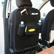 Deago Auto Car Backseat Organizer Waterproof and Durable Car Seat Back Organizer Kick Mats Muti-Pocket Travel Storage Bag Seat Protector (Black)