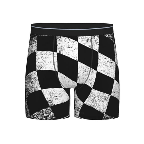 Men Checkered Flag Boxer Briefs Moisture Wicking Funny Boxer Shorts