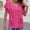 Hot Pink, variant on YHAJDS Women's Plus Size Tops Solid Color V Neck Ruffle Sleeve Button Front Blouse