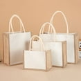 thumbnail image 2 of Shopping Bag Large Capacity Portable Handles Strong Load Bearing Storage Large Burlap Reusable Grocery Bag Daily Accessory, 2 of 11