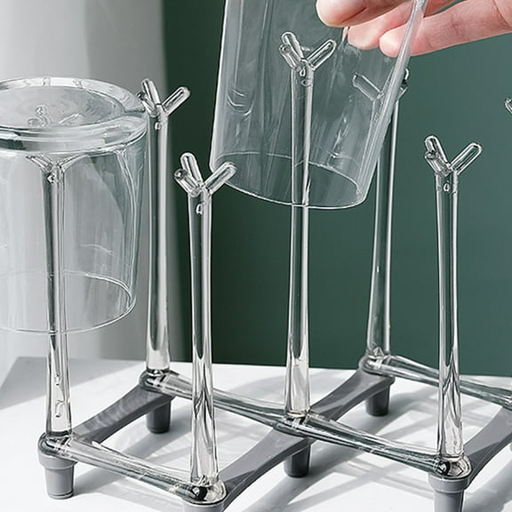 WHAMVOX Folding Cup Drain Rack for Home Use Strong PP Material Grey Color Keeps Kitchen Orderly 12.5x8.3 Inches