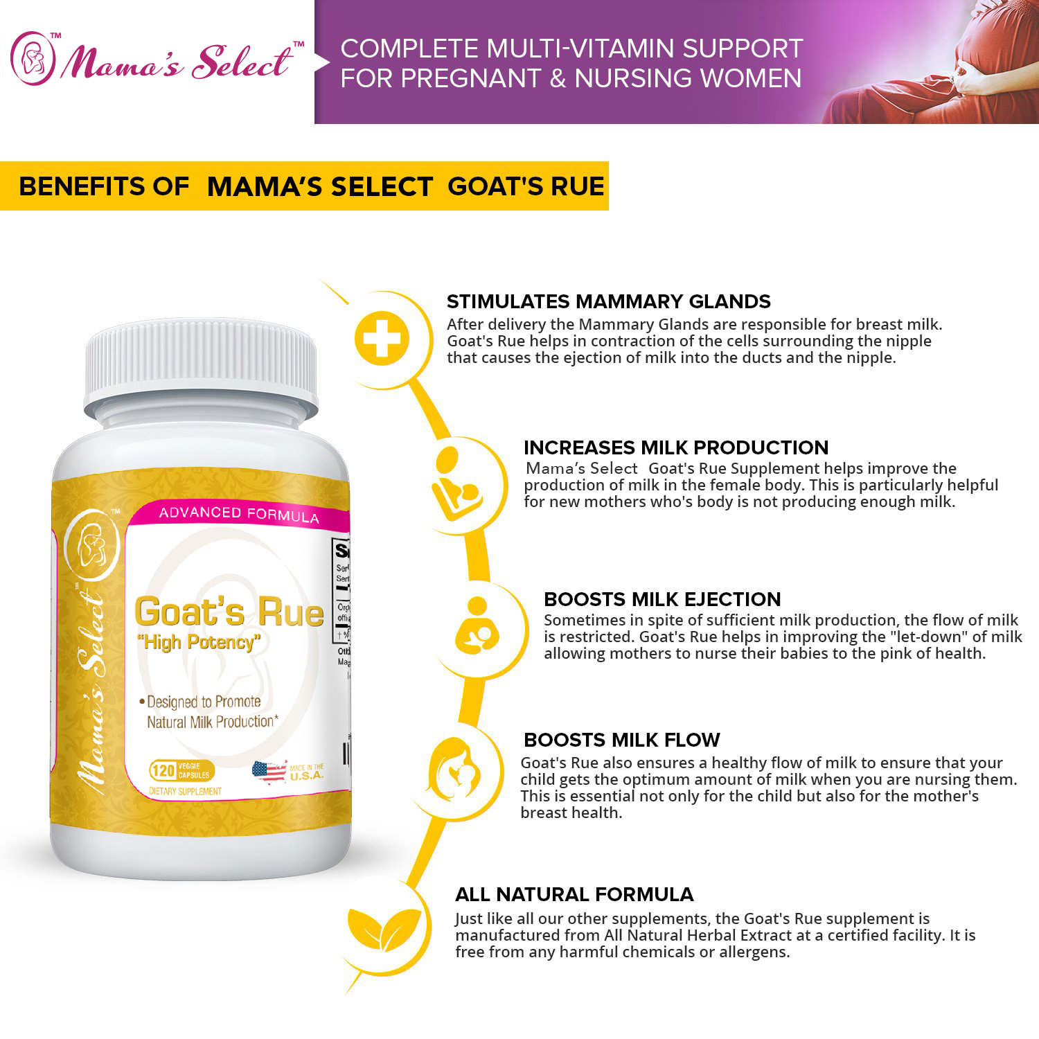 Mamas Select Goats Rue Organic Herbal Support For Lactation And Nursing Drastically Increase Breast Milk Supply Gluten Free Dairy And Soy - 
