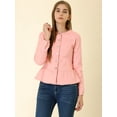 thumbnail image 4 of INSPIRE CHIC Veste en Denim à Basque pour Femme, Col Rond, Sans Col, Boutonnée, 4 of 6