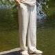 thumbnail image 4 of Pantalones largos para hombre, moda de verano, lisos, informales, con cintura elástica y bolsillos, 4 of 5