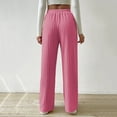 thumbnail image 3 of Wenyuyu Women's Ribbed Knit Pants Lounge Drawstring Elastic Waist Straight Leg Trousers Solid Color Comfy Yoga Trousers, 3 of 4