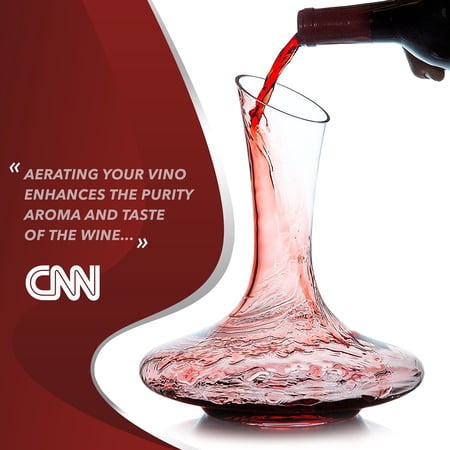 Le Chateau Wine Decanter - Hand Blown Lead Free Crystal Carafe (750ml) - Red Wine Aerator, Gifts