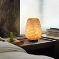 thumbnail image 5 of Injak Bedside Bmaboo Table Lamp with Metal Base, Vintage Rattan Cage Lampshade Small Nightstand Lamp for Bedroom, Industrial Reading Desk Light Decor for Living Room, Kids Room, Ktichen Island, 5 of 7