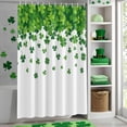 thumbnail image 4 of Shower Curtain, St. Patrick's Day Green Clovers Waterproof Shower Curtain Set with Hooks for Bathroom Showers,Stalls and Bathtubs,72x72In Shamrock Seamless White, 4 of 9