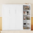 thumbnail image 3 of Full Size Murphy Bed Wall Bed with  Side Cabinet Storage Shelves, Wood Foldable Platform Bed Vertical Wall for Bedroom Guest Room Home Office, White, 3 of 8