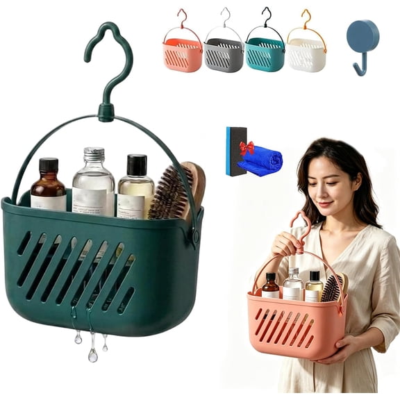 Hanging Shower Caddy Basket with Hook, Portable Plastic Shower Organizer for Bathroom Storage, Drainage Shower Basket for Shampoo, Soap, Toiletries, Dorm, Gym, Travel and Home Use ,Blue