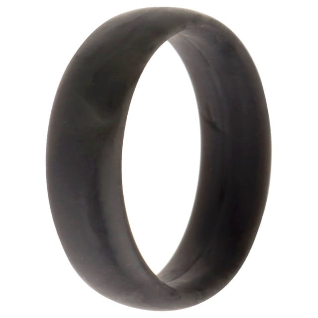Anillo único liso de boda de silicona de 6 mm - Mármol gris de ROQ para mujer - Anillo de 7 mm