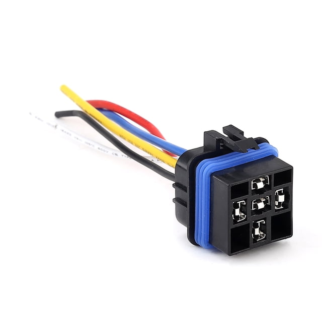 Riwesomey Relé de automóvil con cable 5 pines 4 pines Relés automáticos de plástico ligero resistente al desgaste con enchufes de conector de anillo Herramientas y ferretería Zócalo de 5 hilos Riwesomey TO010520-02